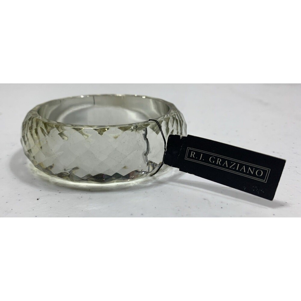 Vintage RJ Graziano Clear Faceted Lucite Acrylic Chunky Bangle Bracelet